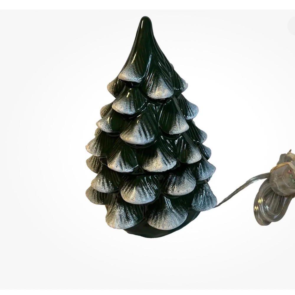 Gold Canyon Candle Snowy Spruce Christmas Tree Wax Pod Warmer Green/White EUC